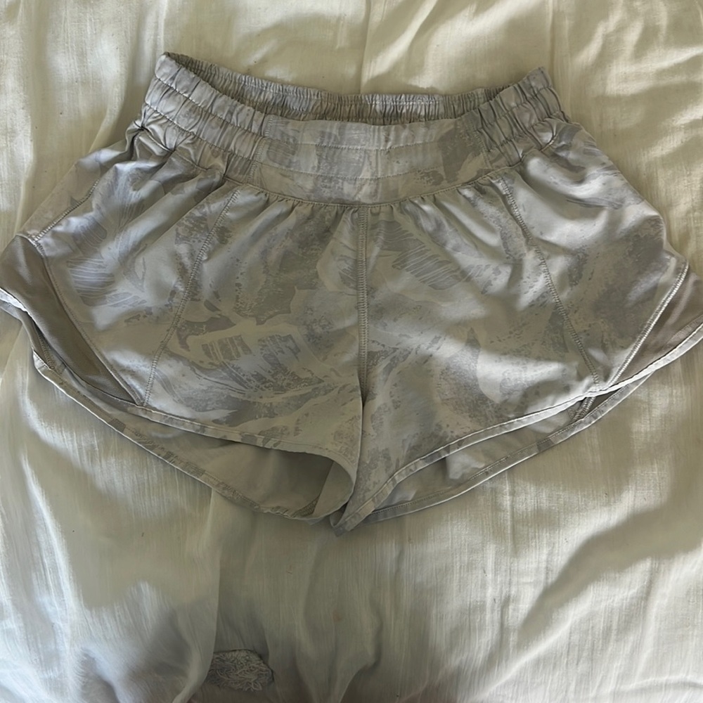 White and grey lululemon shorts